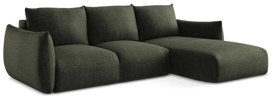 Divano angolare verde allungabile (con penisola a destra/con chaise lounge) Leila – Makamii