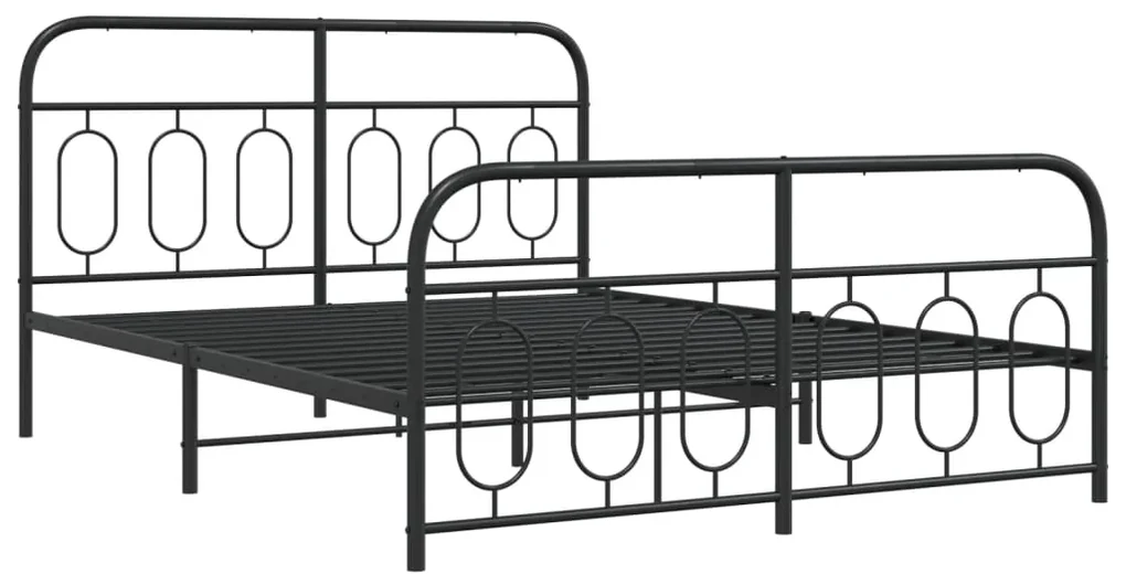Giroletto con testiera e pediera metallo nero 135x190 cm
