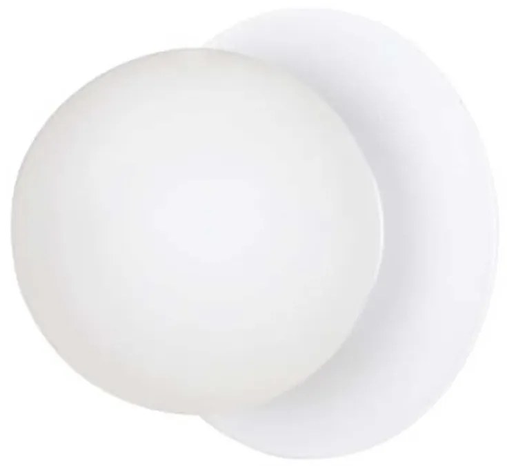 Applique 1 Luce Inari In Acciaio Bianco E Sfera In Vetro Opalino