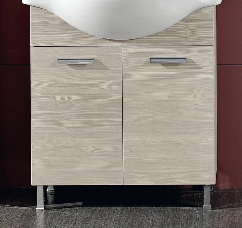 Armadietto bagno a terra Rimini 1 cassetto 2 ante P 33.5 x L 70 x H 80 cm larice