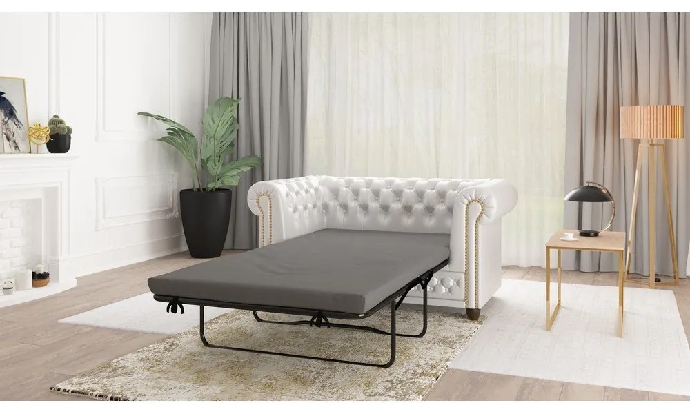 Divano letto bianco in similpelle 148 cm York - Ropez