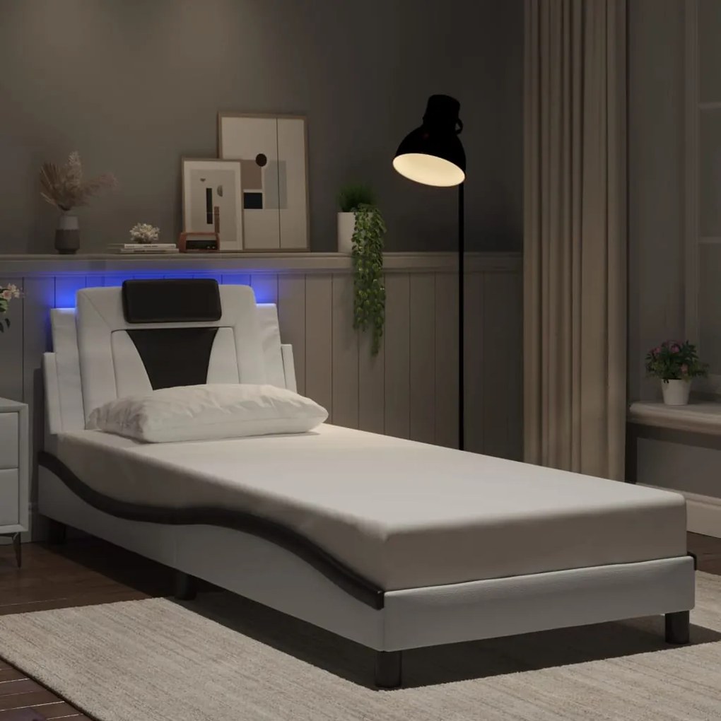 Giroletto Con Luci Led Bianco E Nero 90x200 Cm İn Similpelle /