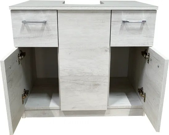 Mobile copricolonna sottolavabo 2 ante 2 cassetti Quercia Bianco