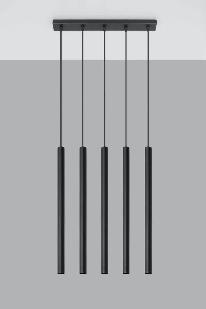 Lampadario in Acciaio a sospensione 5xG9 PASTELO 5 Nero da Interno