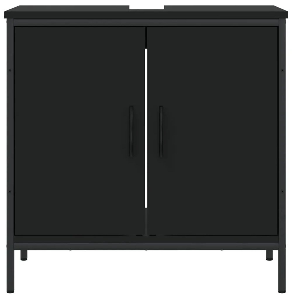 Mobile lavabo bagno nero 60x30x60 cm in legno multistrato