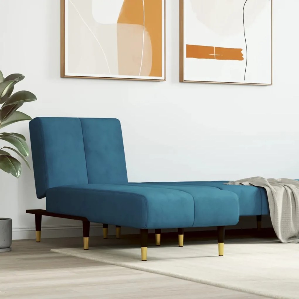 Chaise Longue İn Velluto Blu /
