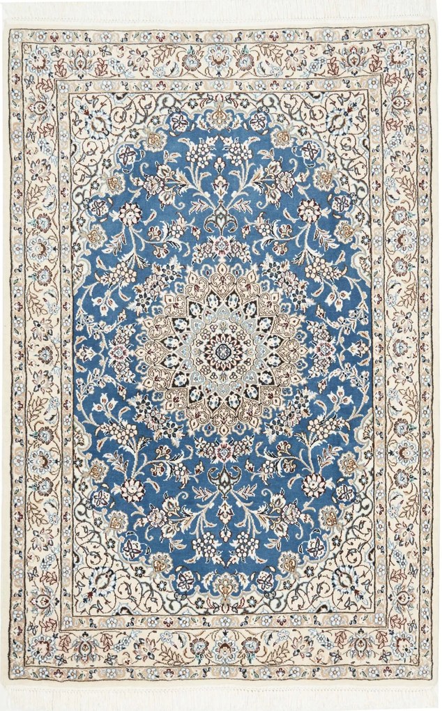 Nain Tappeto persiano 100 x 160 Blu (Iran) Annodato A Mano