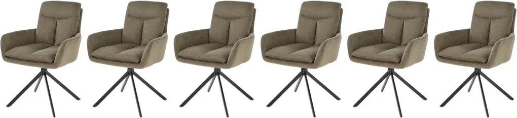 Set di 6 sedie girevoli in tessuto K536 oliva