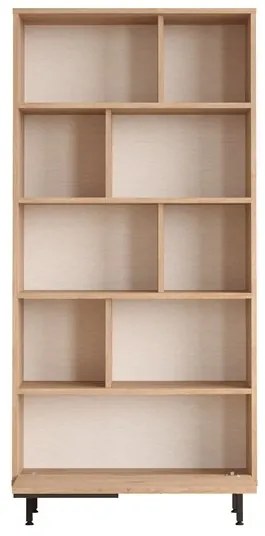 Libreria Moderna Con Vani A Giorno Ed Anta Frontale 84x30x175 Ocean Legno E Rafia