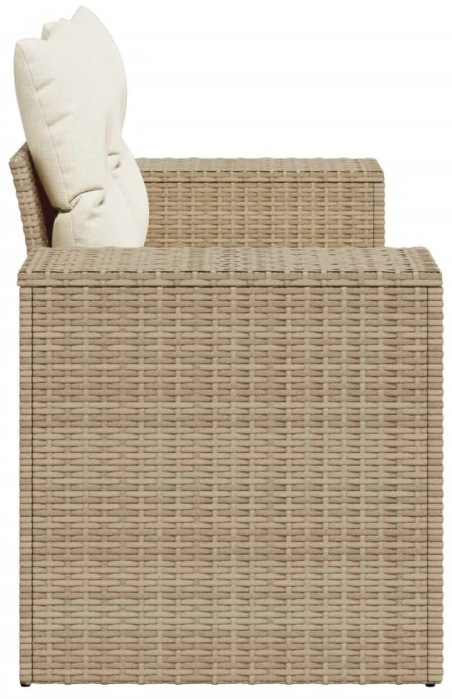 Divano da giardino con cuscini a 2 posti beige in polyrattan