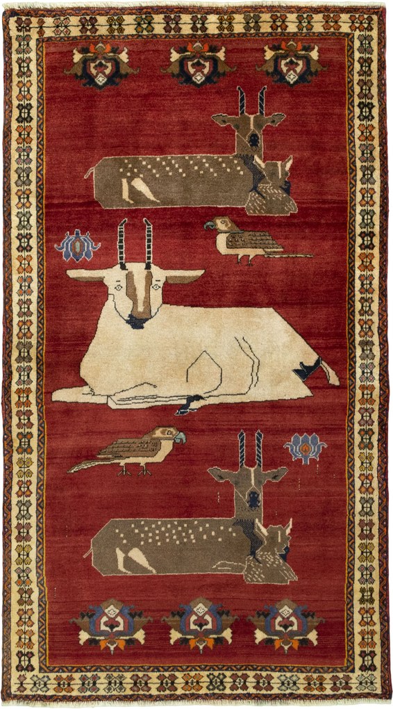 Gabbeh Tappeto 120x220 Rosso (Iran) Annodato A Mano