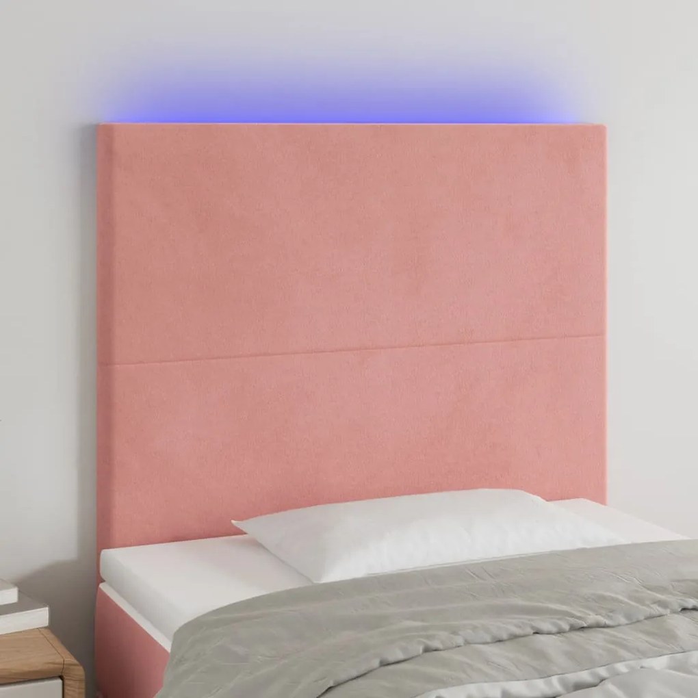 Testiera A Led Rosa 100x5x118/128 Cm İn Velluto /