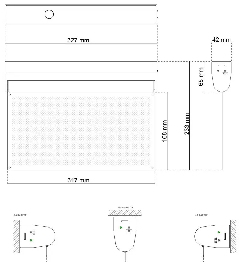 Lampada Emergenza a Bandiera, 3h, S.E S.A Cinema Mode - Bianca o nera Colore Bianco Freddo 6.000K, Colore del corpo Bianco