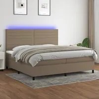 Letto a Molle Materasso e LED tortora 200x200cm in Tessuto cod mxl 59209