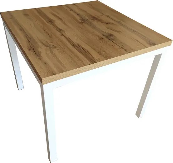 Tavolo da cucina moderno con gambe in metallo bianche 90x90 allungabile a libro