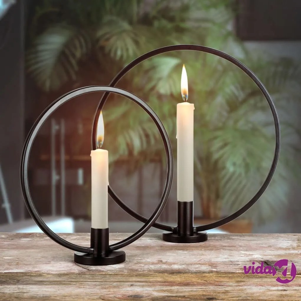HI Set Portacandele ad Anello 2pz Nero