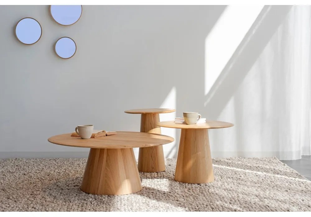 Tavolino rotondo in legno di quercia in colore naturale ø 80 cm Mushroom - Gazzda