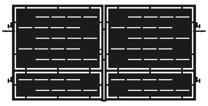 Cancello manuale con serratura manuale Privacy in ferro, apertura centrale, L 358.5 x H 180 cm, di colore nero
