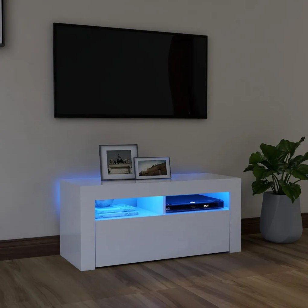Mobile Porta Tv Con Luci Led Bianco 90x35x40 Cm /