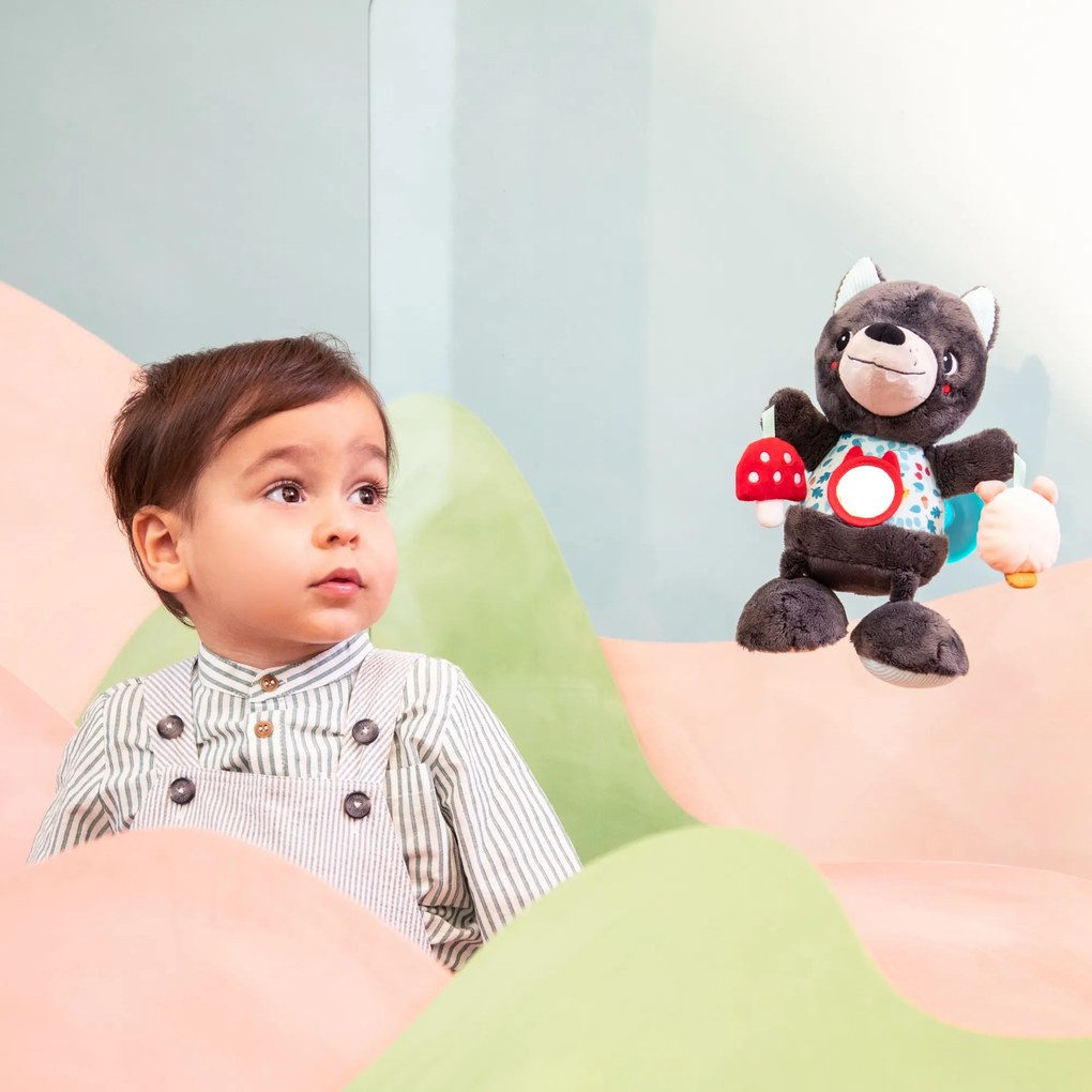 Lilliputiens - Lupo Louis - Peluche da viaggio multi-attività