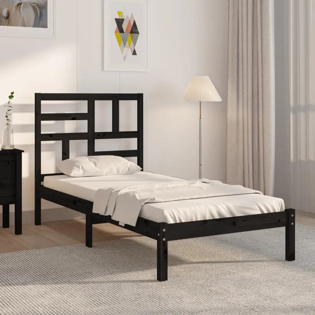 Giroletto İn Legno Massello Nero 75x190 Cm Small Single /