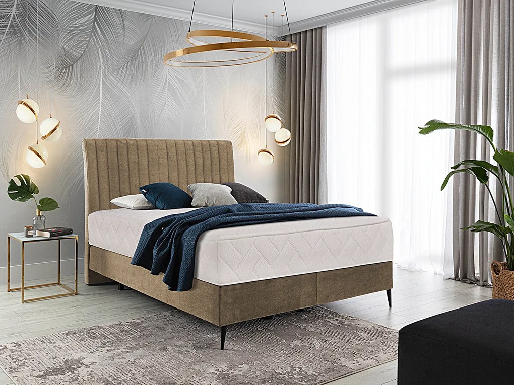 Letto matrimoniale boxspring Baviera - 180 x 200 cm , Tessuto sabbia