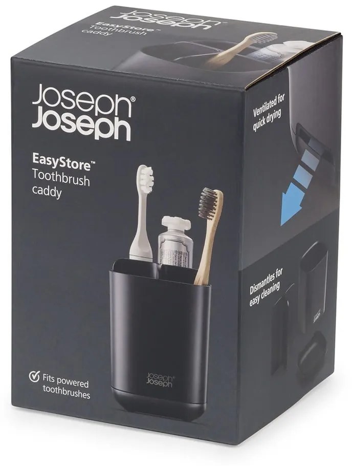 Portaspazzolini in plastica nero EasyStore - Joseph Joseph