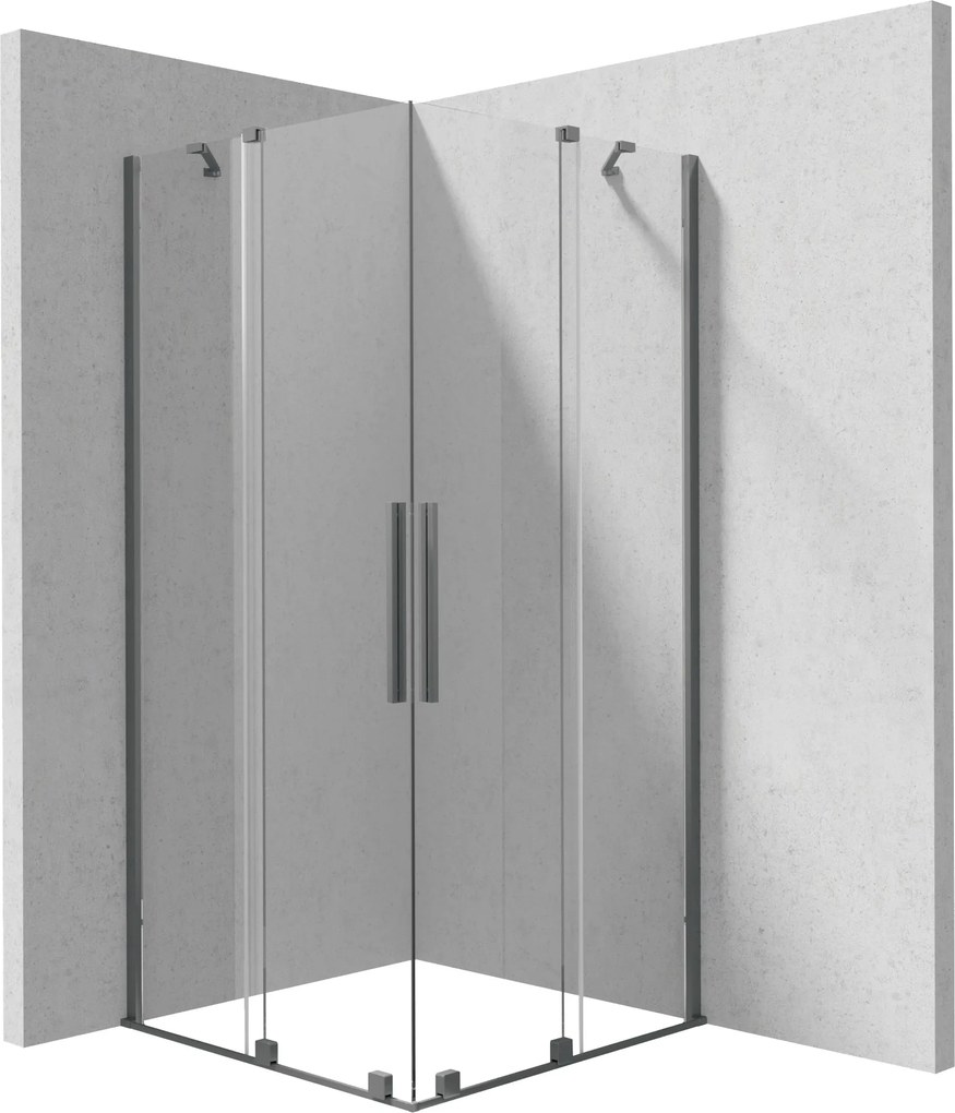 Deante Kerria Plus box doccia 90x90 cm quadrato grafite spazzolata/vetro trasparente KPNDP09P09