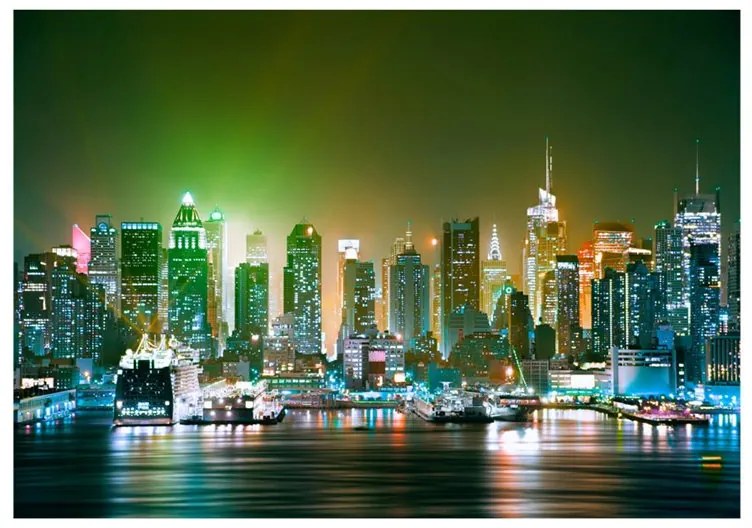 Fotomurale  NY: Enlightened Harbour  Colore Bianco, Dimensioni e Misure 100x70