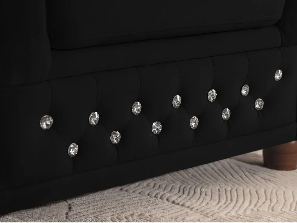 Divano angolare nero allungabile (con penisola a sinistra/a L) con rivestimento in velluto York Blik – Ropez