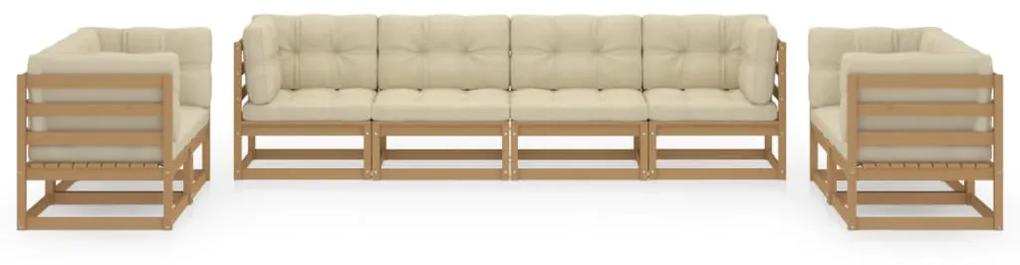 Set divani da giardino 8 pz con cuscini legno massello di pino