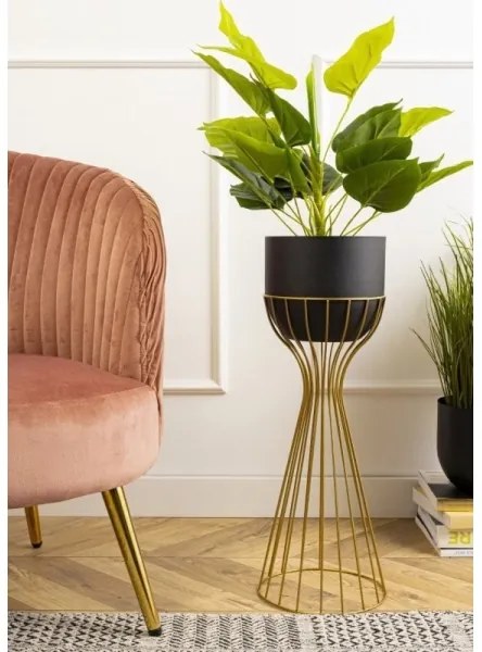 Vaso da fiori in metallo LOFT 56x20 cm oro/nero