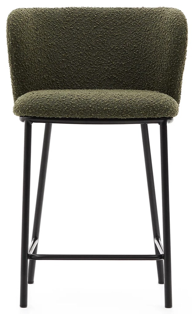 Kave Home - Sgabello Ciselia in shearling verde e acciaio nero altezza 65 cm FSC Mix Credit