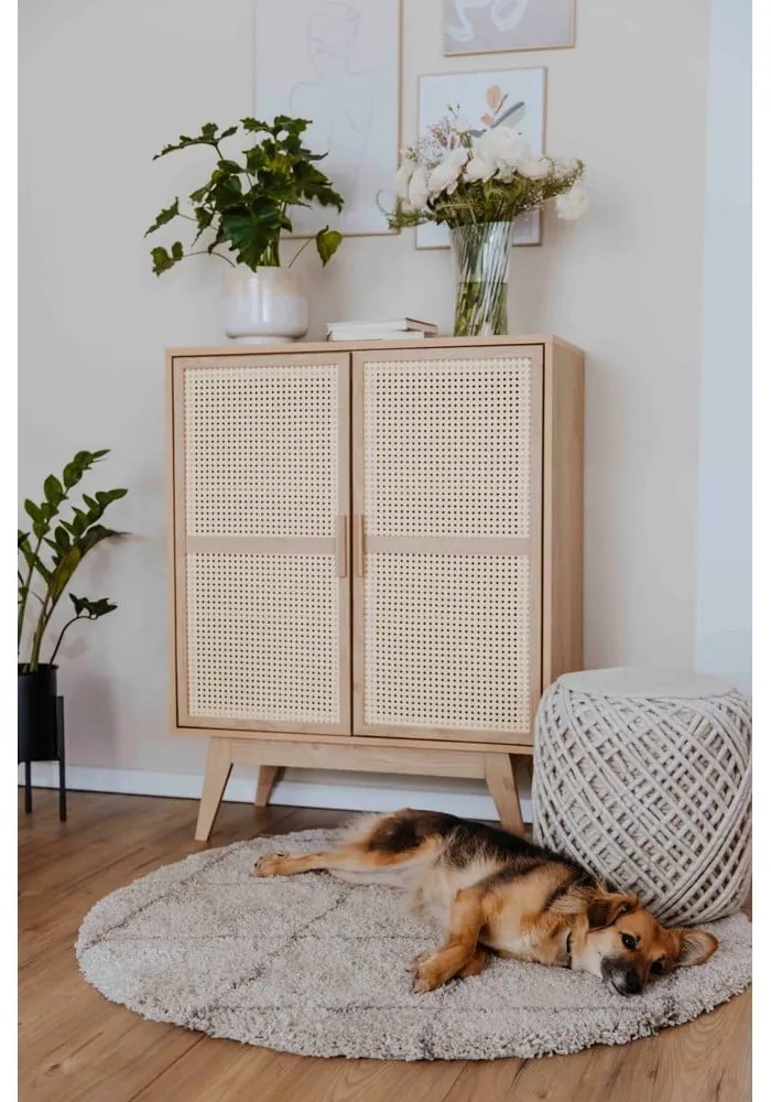 Mobiletto colore naturale in rovere decorato 87x110 cm Bridget - Støraa