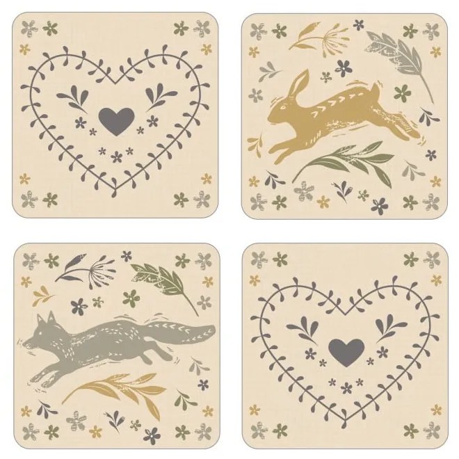 Set di 4 sottobicchieri in sughero Foxy Woodland - Cooksmart ®