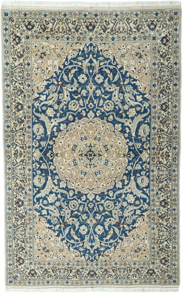 Nain Tappeto persiano 110x180 Blu (Iran) Annodato A Mano