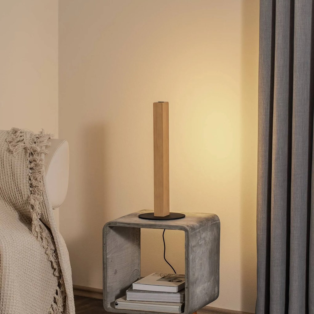 TK Lighting Lampada da tavolo in legno LED Teo, faggio, 42 cm, dimmer touch