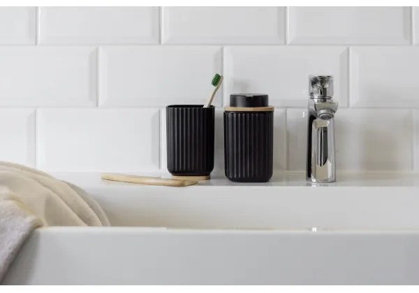 WENKO 25297100 - Portaspazzolino ROTELLO 8,5x11 cm nero/marrone