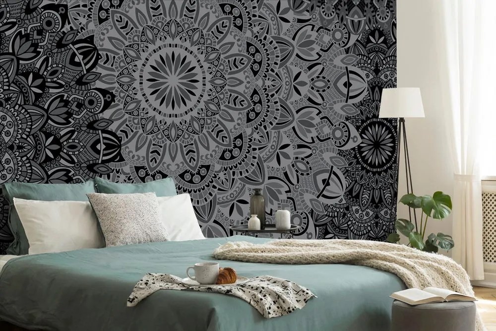 Carta da parati – Mandala stilosa in bianco e nero
