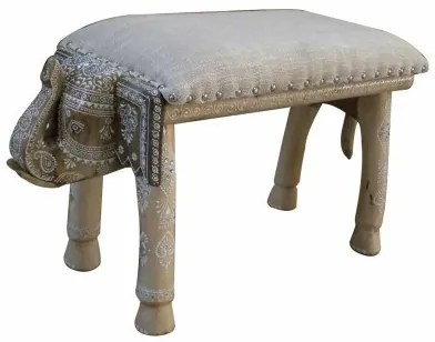 Panca DKD Home Decor Elefante Bianco Naturale Legno di mango 65 x 31,7 x 38 cm