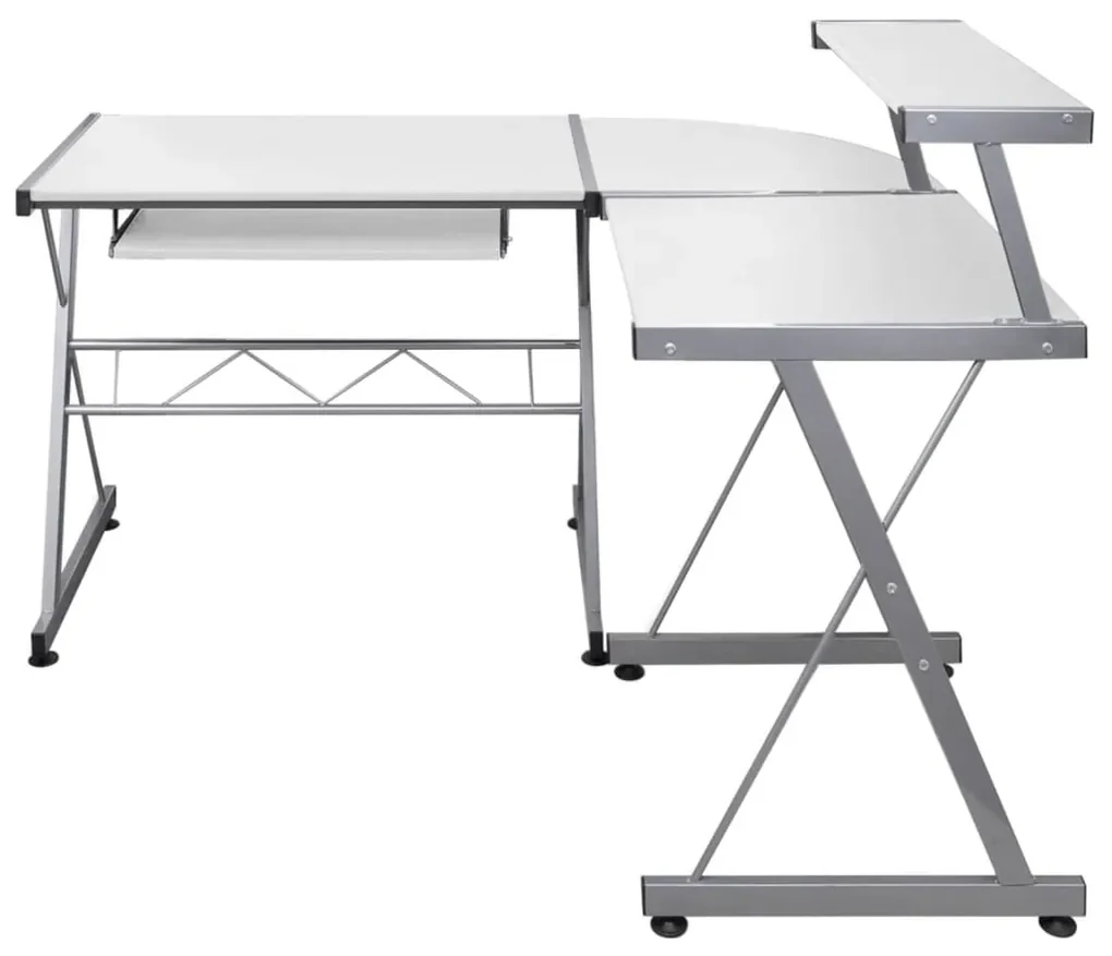 Scrivania computer angolare bianca 132x112x99 legno multistrato