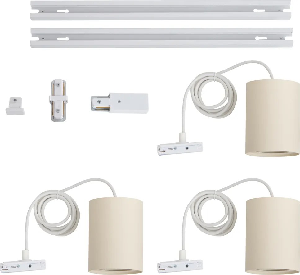 Sistema di illuminazione a binario moderno con 3 luci a sospensione bianco con beige monofase - Iconic Holt