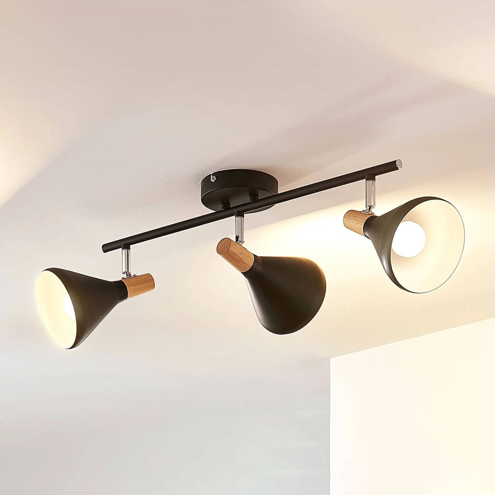 Plafoniera Lindby Arina, 53 cm, nera, a 3 luci, E14 Arina Lindby, dimmerabile, Nero, Camera da letto, Metallo, Moderno, Faretto