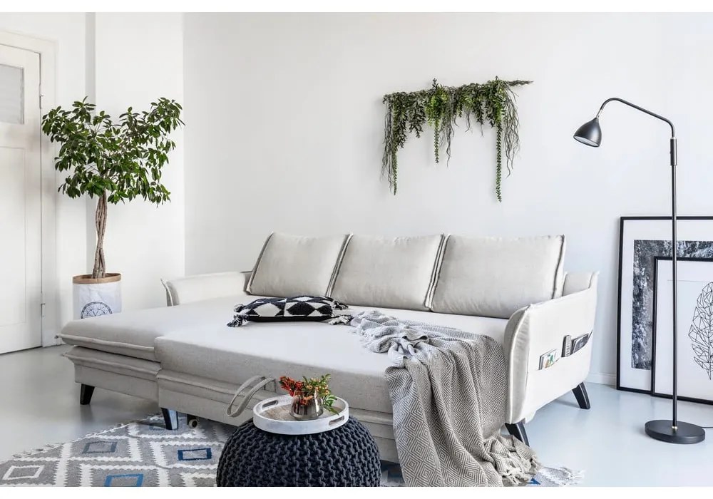 Divano letto angolare turchese, angolo sinistro Charming Charlie - Miuform