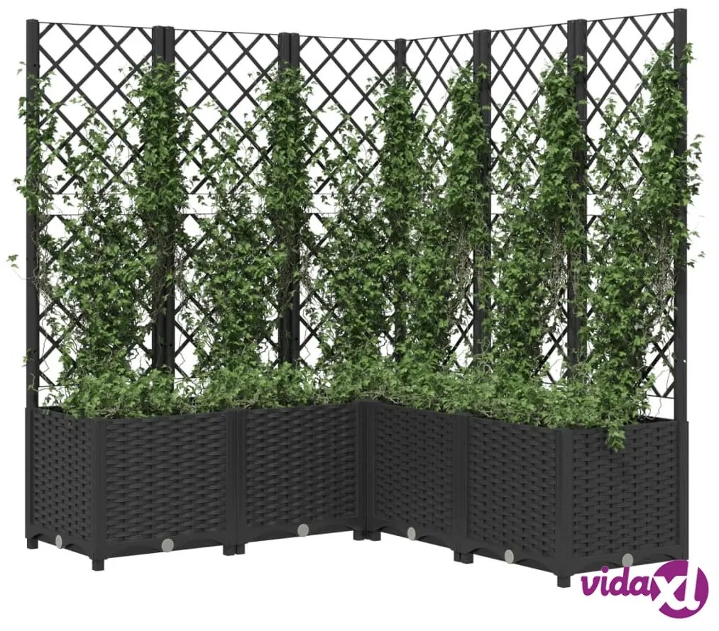vidaXL Fioriera da Giardino con Graticcio Nero 120x120x136 cm in PP