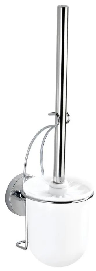 WENKO 20898100-WC spazzola WC VACUUM-LOC MILAZZO 10x34 cm acciaio inox/cromo lucido/bianco