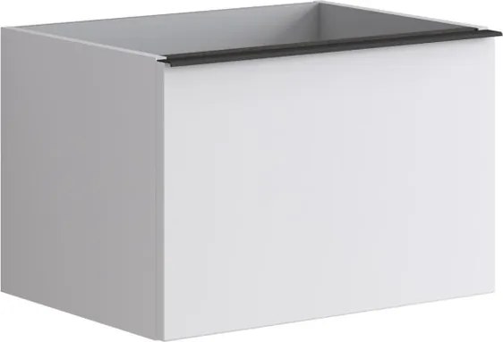 Mobile da bagno sospeso sotto lavabo Pixel plain 2 cassetti L 60 x H 40 x P 45.5 cm bianco laccato opaco, con maniglia alluminio nero opaco