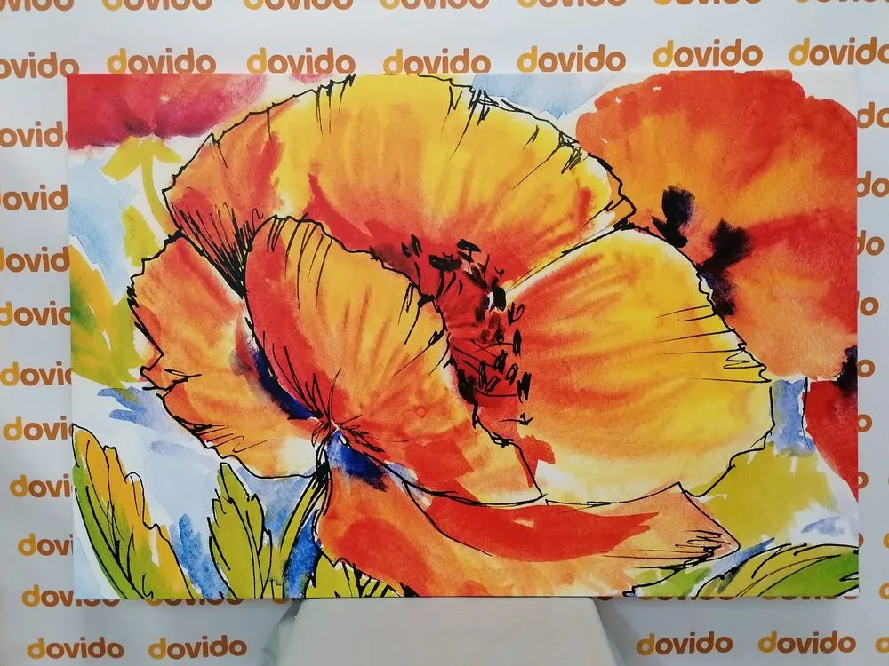Quadro su tela – Bouquet di fiori di papavero
