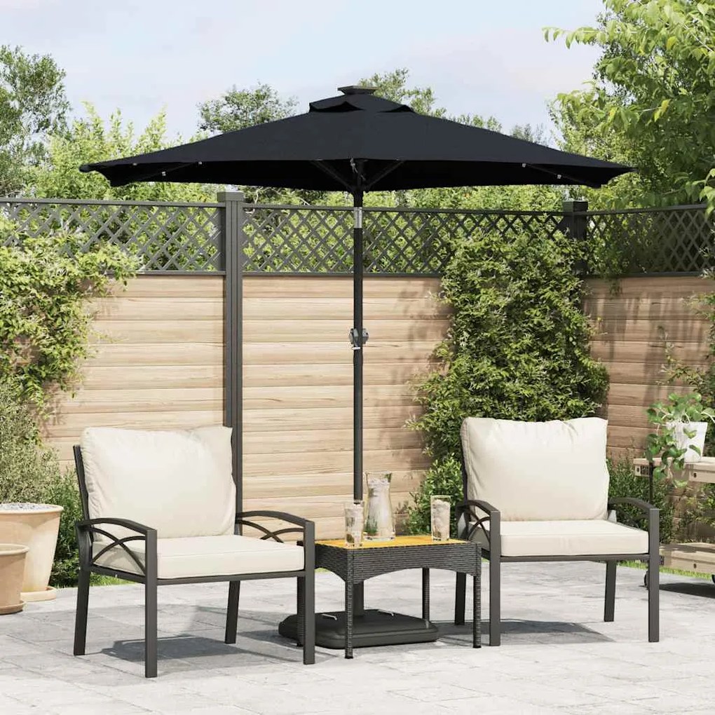 Ombrellone Giardino Con Led Palo Acciaio Nero 225x225x212 Cm /