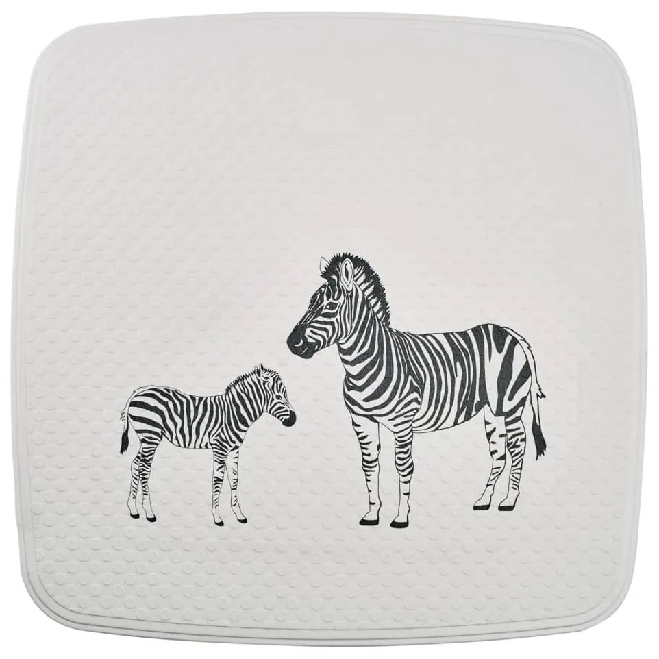 Tappeto Per Doccia Zebra 54x54 Cm Bianco E Nero /